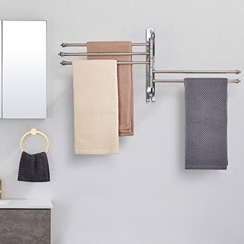 2 Pacote de toalhas de embalagem montada na parede de 14 polar barra de toalhas de banheiro SUS 304 Aço inoxidável, 180 ° Giratório de 5 braços do tipo Breawel para banheiro, piscina, cozinha.