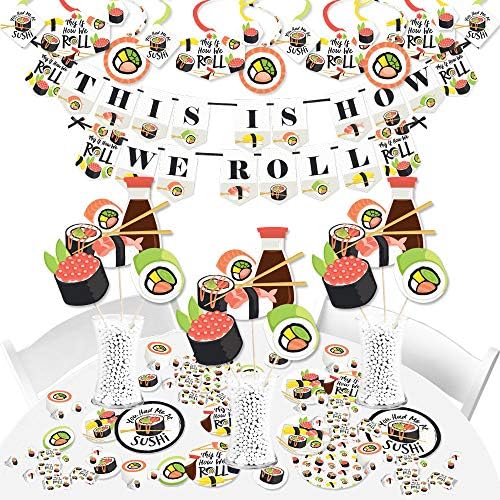 Big Dot of Happiness Let's Roll - Sushi - Suprimentos de festas japoneses - Kit de decoração de banner - Fulend