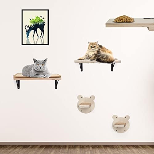 Prateleiras de parede de gato com manta de arranhões de sisal, prateleiras e bosques de gatos montados