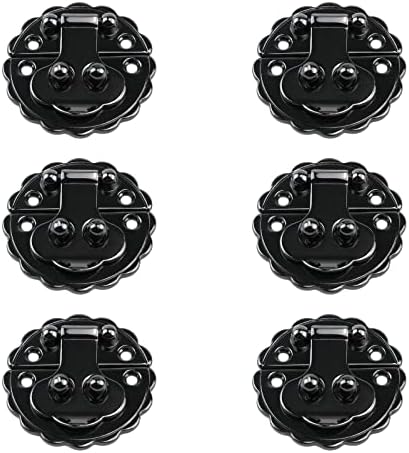 Mewutal 6pcs metal hasp fivela redonda fecho preto trava preta para caixa de jóias de caixa de madeira caixa de ferramentas, com mini braço de balanço e parafusos