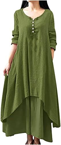 Vestido tifzhadiao maxi para mulheres de tamanho de linho de linho de algodão kaftan bainha irregular