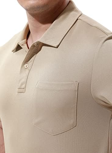 Basudam Men's Polo camisas com bolso rápido de manga curta seca desempenho ativo