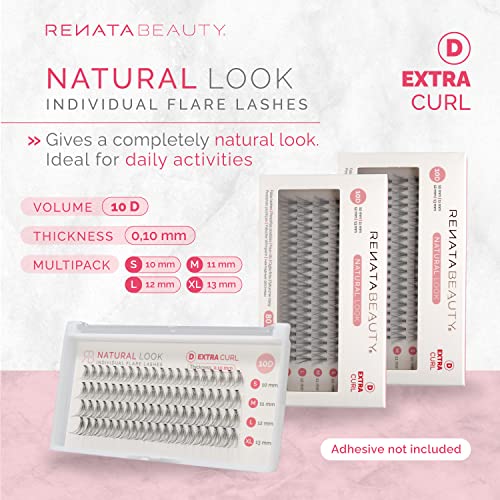 Renata Beauty 10D Look Natural Lashes Falsos Individuais [D Curl]-Multipack 80pcs Lash Clusters