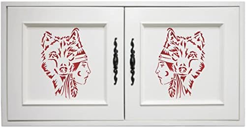 Wolf Girl Stencil, 6,5 x 9,5 polegadas - Protetores de nativos americanos de almas guia de cocar de