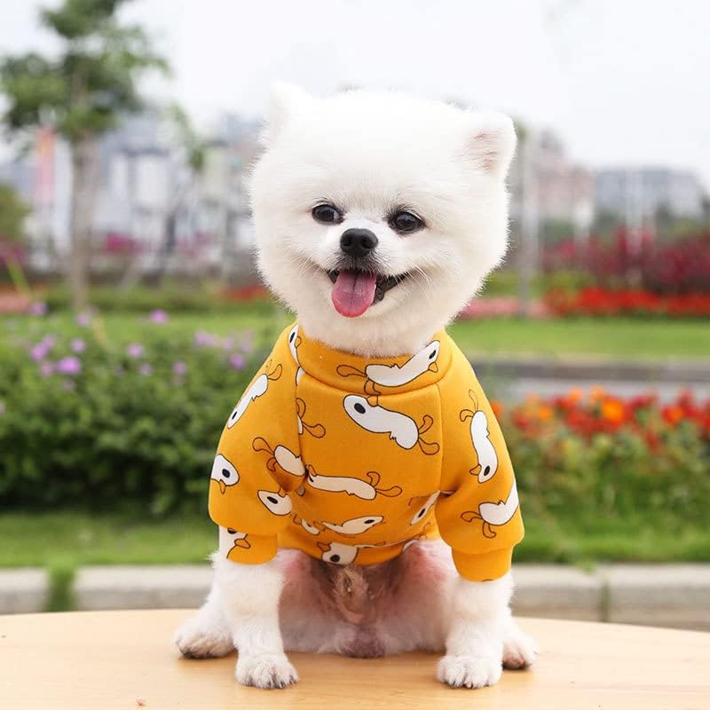 Roupos de cachorro pequenos fofos roupas de algodão macio de pó de cachorro gato capuz de gato casaco de cachorro de inverno para cães médios pequenos pato amarelo l