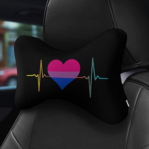 Almofado de pescoço do carros de carro do coração do orgulho bissexual 2 PCs Coscada de cabeça respirável Resto