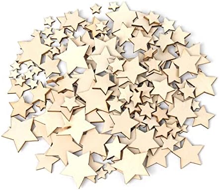 RP Power notável, 500 Pack Wooden Stars Fatias inacabadas pequenas estrelas de madeira Gornamentos de madeira enfeites para decorações de casamento de festas artesanais