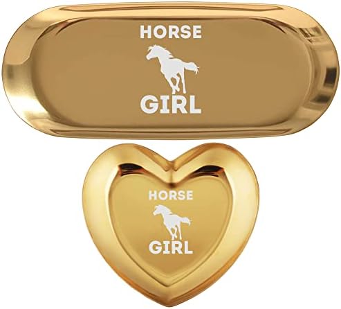 Horse Girl T-Shirt Horseback Passando o amante equestre Key Key Holder Ring Prato | Conjunto de 2 bugigangas casamentos