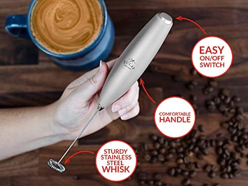Zulay Poodern Milk Frother para café com motor de titânio atualizado - batedor elétrico de handheld Frother,