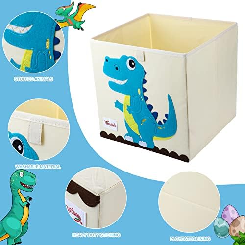KACCTYEN 6 PCS 13 polegadas Dinosaur de dinossauros Cubos de armazenamento de brinquedos de animais caixas de