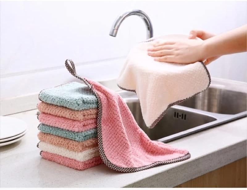 Houkai Anti-Grease limpando panos de cozinha suprimentos absorventes de toalha de mão pendurável lã