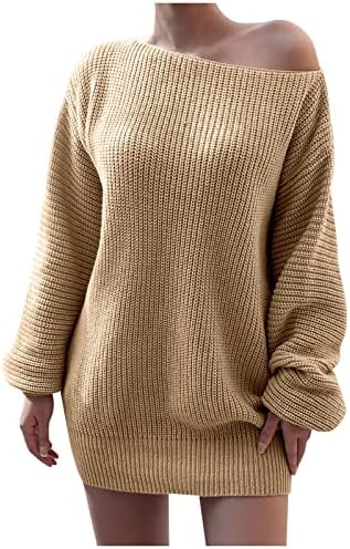 Vestidos de suéter Nokmopo para mulheres 2023 Vestido casual de outono e de inverno Round Roul