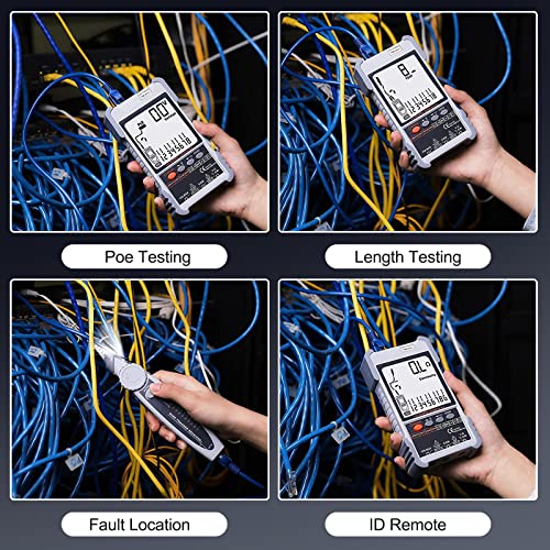Testador de cabo de rede para Cat5 Cat6, Testador de Cable de Rede 2in1 e Multímetro Digital, Exibição LCD grande Tracer de cabo Ethernet multifuncional com Poe & NCV & Lamp for Line Finder Probe Reparo doméstico