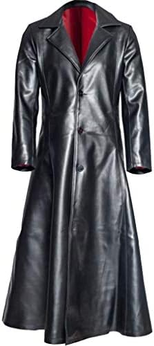 Mens retro couro vintage casaco comprido trincheiro steampunk jaqueta gótica sobretudo gótico de couro de moda