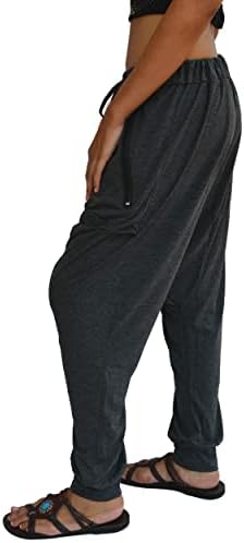 Sakoonee harém casual calças homens mulheres ioga calças de salão 2 bolsos com algodão com zíper