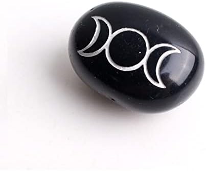 Seewoode ag216 1pc símbolo de lua esculpida natural símbolo de jóias de cristal preto de jóias