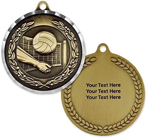 Medalha de esportes de vôlei de vôlei de diamante personalizável gravável Pinmart gravável