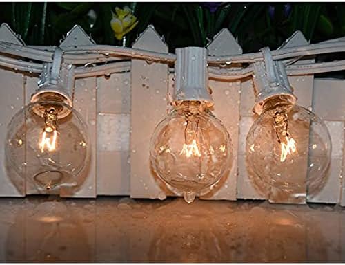 Lâmpadas de substituição G40 Chyparty, lâmpada global de 120V 5W, base de candelabros e12 / c7, lâmpadas incandescentes de vidro de 1,57 polegada para luzes de corda de pátio externo de 1,57 polegadas, pacote branco -25 quente -25