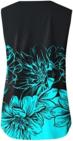 Tampa do tanque para mulheres camisetas de verão floral blusa estampada de moda com ring hole buraco sexy v
