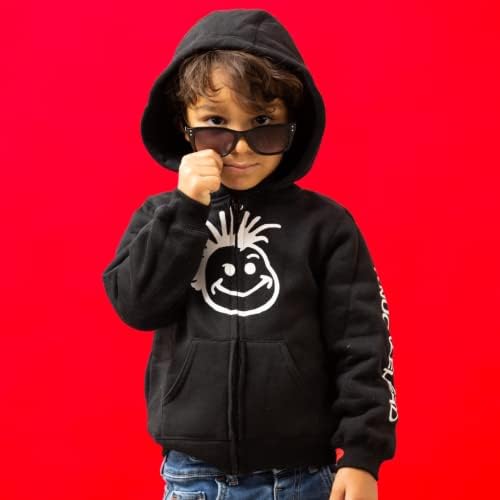 Knuckleheads Toddler moletom com capuz Boys Black Logo Pullover Zip Up Hoodie