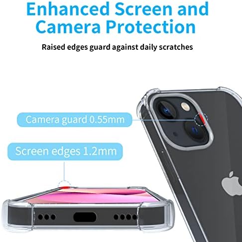 Cavie Brands iPhone 13 Clear Case com 2 protetores de tela, proteção máxima de absorção de choque, CLEE