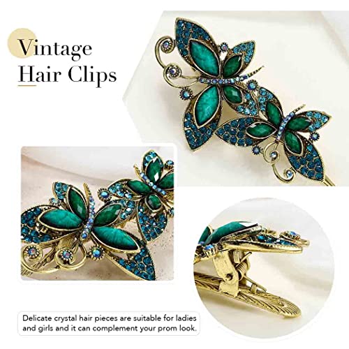 Casdre Butterflies vintage clipe de cabelo dourado Cristal de cabelo barrette de cabelo