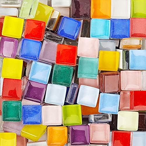 Hiawbon 500 peças Mosaico misto Mosaico Tiles corados Mosaico de vidro de cristal Pedaços de