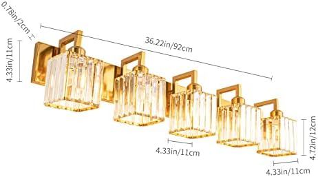 Zhlwin Modern Crystal banheiro vaidade da luz 5 luzes de 5 luzes ouro moderno lâmpada de parede de