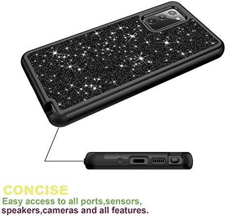 Galaxy Note 20 Case, Dooge Luxury Glitter Bling Caso de três camadas PC rígido PC macio pára-choques
