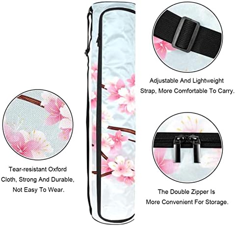 Bolsa de tapete de ioga ratgdn, japonês Cherry Blossom Exercício ioga transportadora de tapete full-zip