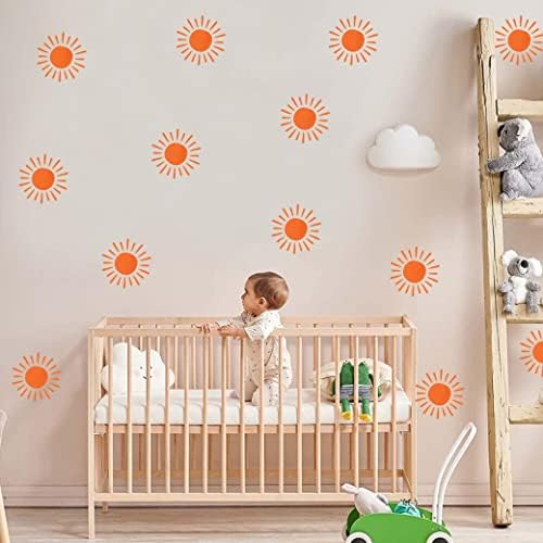 Adesivo de parede solar - berçário decalque de parede solar boho, decoração de parede de adesivo para sol, menino menina quarto, decoração da sala de criança
