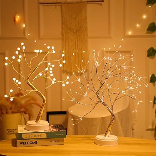Sdfgh Night Light Mini Christmas Tree Copper Wire Garland Lamp for Kids Home Bedroom Decoração Decoração