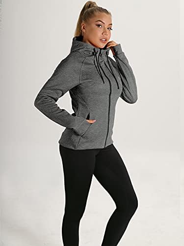 Jackets de pista de treino da Icyzone para mulheres - exercícios atléticos com capuz com zíper com orifícios