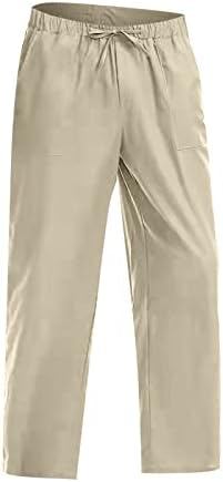 Calça calça de cintura alta dudubaby masculino casual mistura de algodão cintura elástica calça longa calça