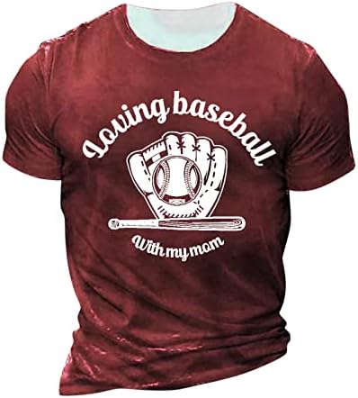 Camisetas masculinas rtrde de verão no pescoço redondo do pescoço vintage letra de beisebol de impressão de impressão