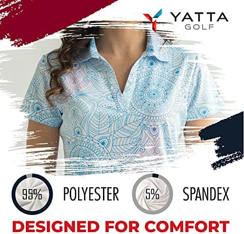 Yatta Golf Feminino Polo de Golfe - resistente a rugas premium, amostra de umidade e camisas de colarinho em V