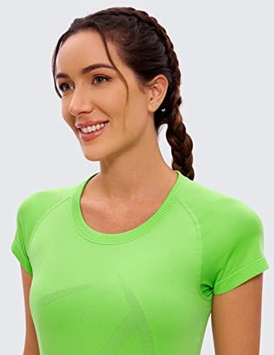 Camisetas de exercícios sem costura de ioga CRZ para mulheres esportes de manga curta Tampos atléticos de ginástica