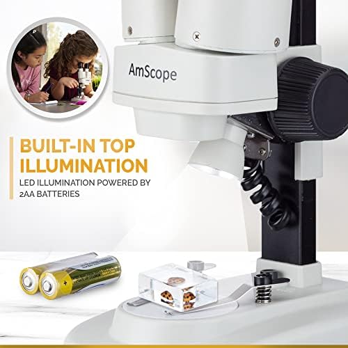 Microscópio estéreo portátil AMSCOPE 20X-40X W/Deluxe 3D Kits de amostras