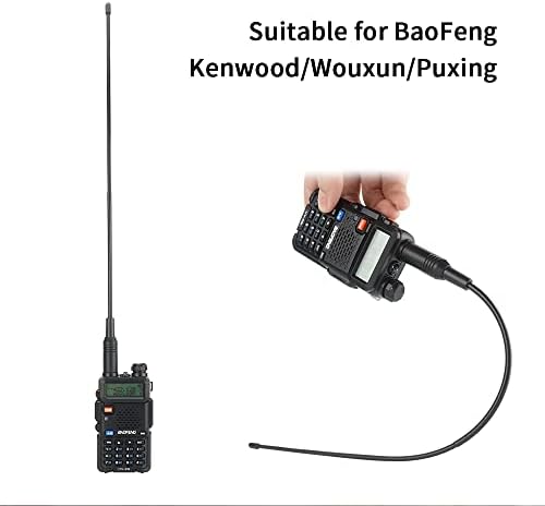 Antena Lseng Walkie Talkie para Kenwood Radio Antena Upgrade de 14,96 polegadas Banda dupla VHF/UHF 144/430MHz Antenas femininas para Btech Baofeng BF-F8HP UV-5R UV-82
