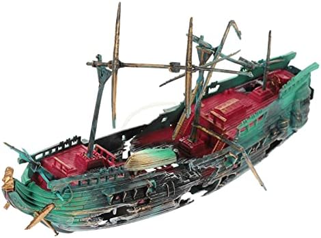 Patkaw Shipwreck Fish Tank Decoração de aquário naufrágio Ornamento de resina Material Material Material