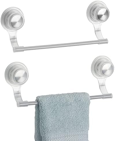 mdesign forte sucção montagem na parede plástico/lavagem de metal barra de toalha de mão para banheiro, barraca