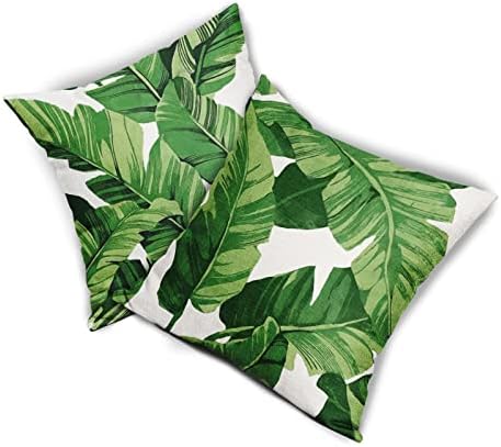 Folhas de palmeira tropical Tampas de travesseiro de arremesso de 18x18 polegadas de 2 travesseiro de folha de banana verde de verão Tampa de travesseiro