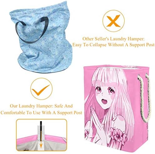 Manga de mangá do inomer Minimalismo Furry Girl 300D Oxford PVC Roupas à prova d'água cesto de roupa grande para cobertores Toys no quarto