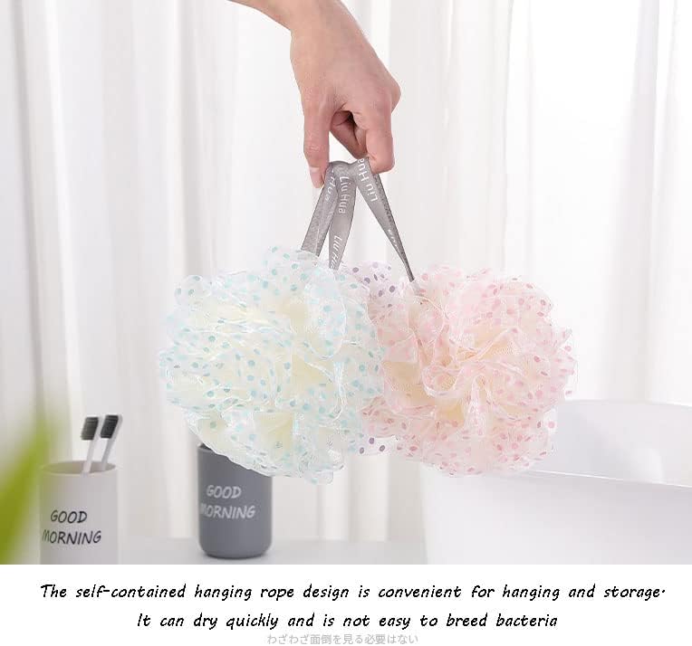 Bolas de bucha de chuveiro de 3 peças, rede de espuma, esponja de banho, bola de banheiro de cor de 3 flores,