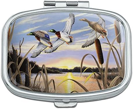 Patos Mallard voando sobre Pond Lake Painting Retângulo Caixa de comprimidos Caixa de presente de bugiganga