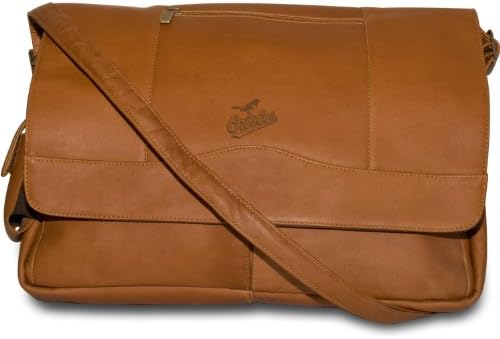 MLB Baltimore Orioles Tan Leather Laptop Messenger Bag