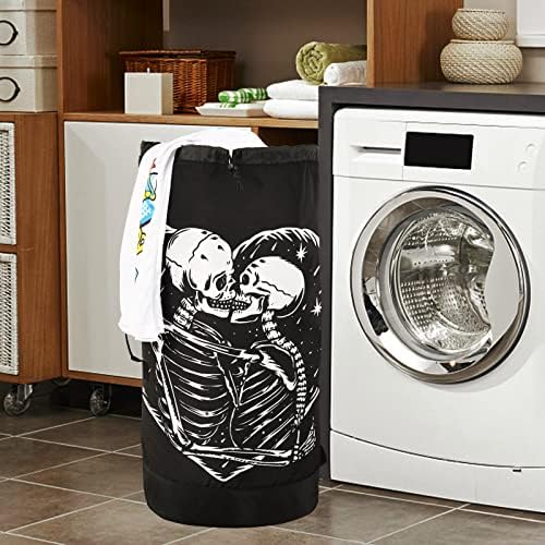 Mochila de lavanderia lavável MnSruu Mochila grande bolsa de roupas sujas com alças de ombro ajustável, crânio