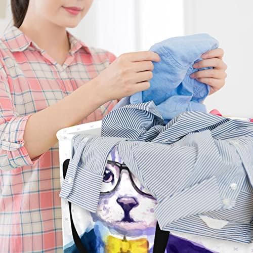 Moda aquarela aquarela gatos de gatos imprimem cesto de lavanderia dobrável, cestas de lavanderia