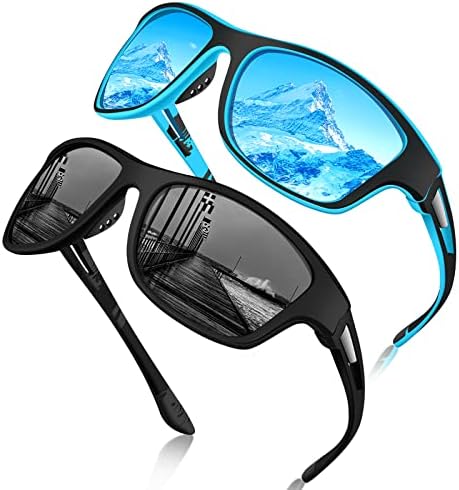 Os óculos de sol esportivos polarizados para homens e mulheres, 2 cálculos de pesca de sol, óculos de sol polarizado