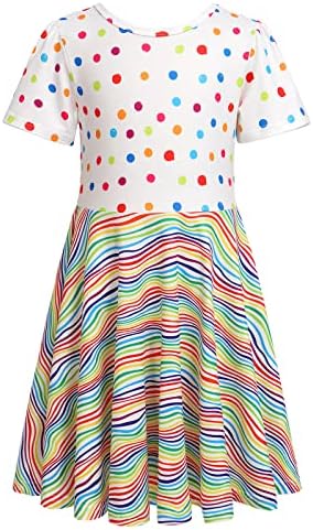 Criança bebê garotas arco -íris trafu tutu vestido casual algodão twirly skatista de vestuário